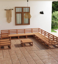 12-tlg. Garten-Lounge-Set Honigbraun Massivholz Kiefer