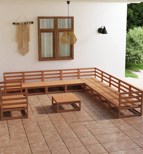 12-tlg. Garten-Lounge-Set Honigbraun Massivholz Kiefer