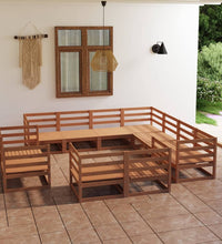 11-tlg. Garten-Lounge-Set Honigbraun Massivholz Kiefer