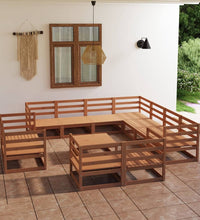 12-tlg. Garten-Lounge-Set Honigbraun Massivholz Kiefer