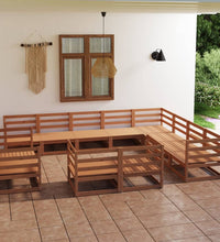 12-tlg. Garten-Lounge-Set Honigbraun Massivholz Kiefer