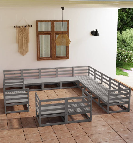 13-tlg. Garten-Lounge-Set Massivholz Kiefer