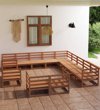 13-tlg. Garten-Lounge-Set Massivholz Kiefer