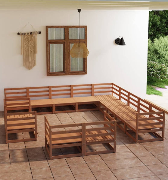 13-tlg. Garten-Lounge-Set Massivholz Kiefer