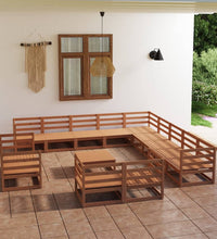 14-tlg. Garten-Lounge-Set Massivholz Kiefer