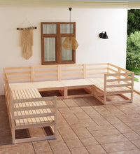 8-tlg. Garten-Lounge-Set Massivholz Kiefer