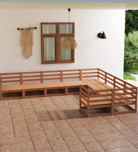 9-tlg. Garten-Lounge-Set Massivholz Kiefer