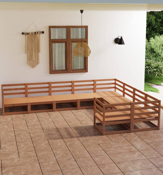 9-tlg. Garten-Lounge-Set Massivholz Kiefer