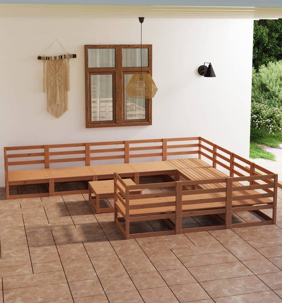 11-tlg. Garten-Lounge-Set Massivholz Kiefer