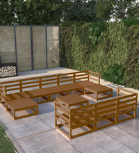 11-tlg. Garten-Lounge-Set Massivholz Kiefer