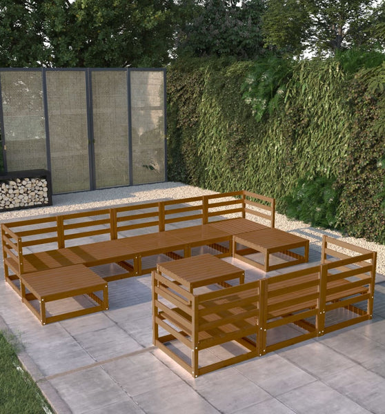 11-tlg. Garten-Lounge-Set Massivholz Kiefer