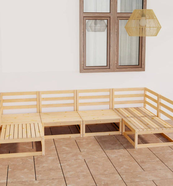 6-tlg. Garten-Lounge-Set Massivholz Kiefer