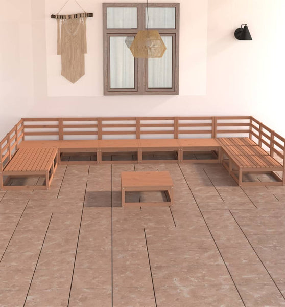 11-tlg. Garten-Lounge-Set Massivholz Kiefer