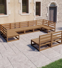 9-tlg. Garten-Lounge-Set Massivholz Kiefer