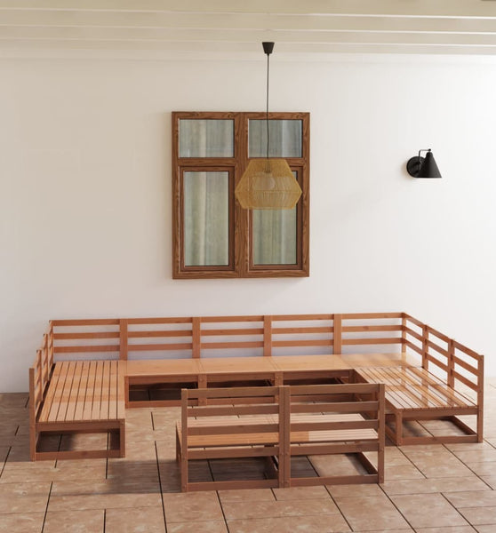 11-tlg. Garten-Lounge-Set Massivholz Kiefer