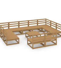 12-tlg. Garten-Lounge-Set Massivholz Kiefer