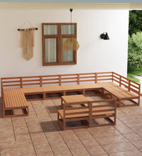 13-tlg. Garten-Lounge-Set Massivholz Kiefer