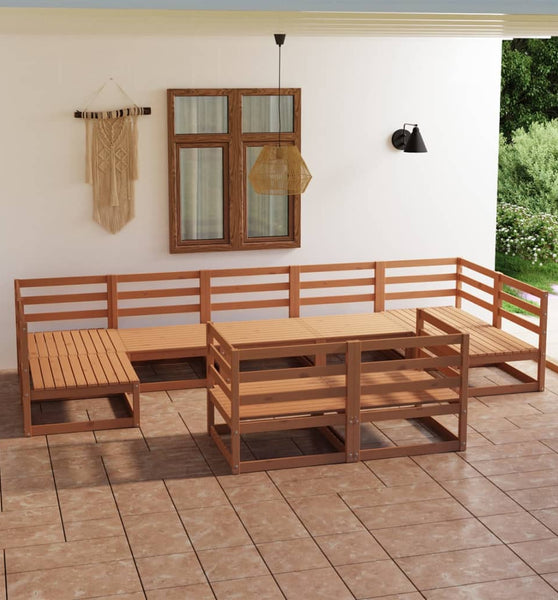 9-tlg. Garten-Lounge-Set Massivholz Kiefer