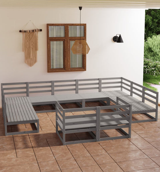 11-tlg. Garten-Lounge-Set Massivholz Kiefer