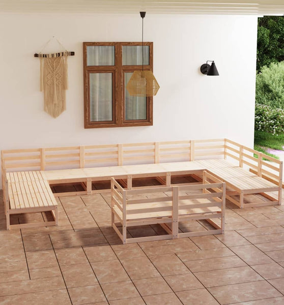 12-tlg. Garten-Lounge-Set Massivholz Kiefer