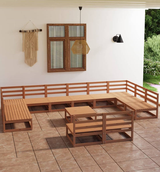 13-tlg. Garten-Lounge-Set Massivholz Kiefer