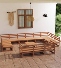 14-tlg. Garten-Lounge-Set Massivholz Kiefer