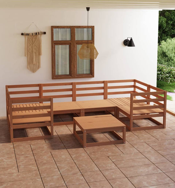 7-tlg. Garten-Lounge-Set Massivholz Kiefer