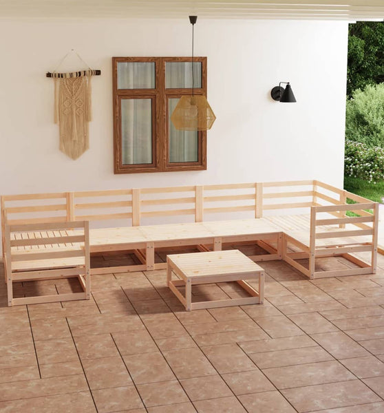 8-tlg. Garten-Lounge-Set Massivholz Kiefer