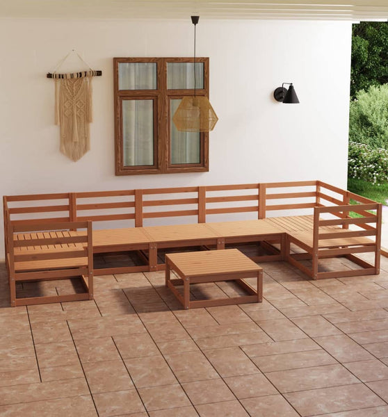 8-tlg. Garten-Lounge-Set Massivholz Kiefer