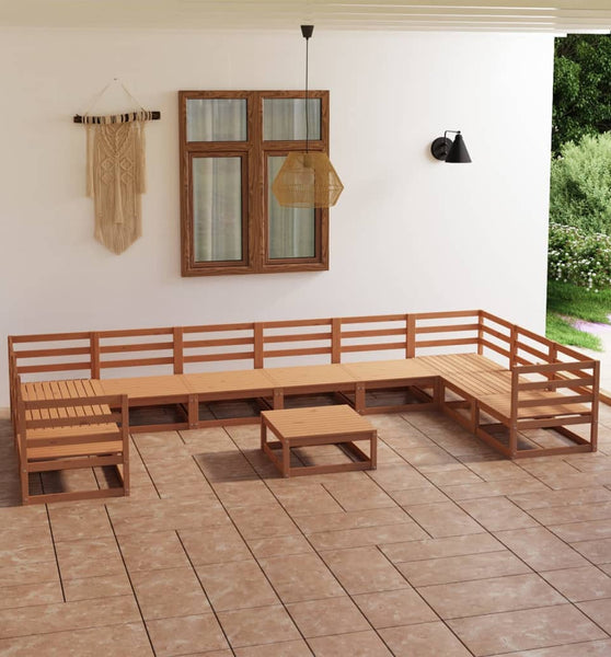 11-tlg. Garten-Lounge-Set Massivholz Kiefer