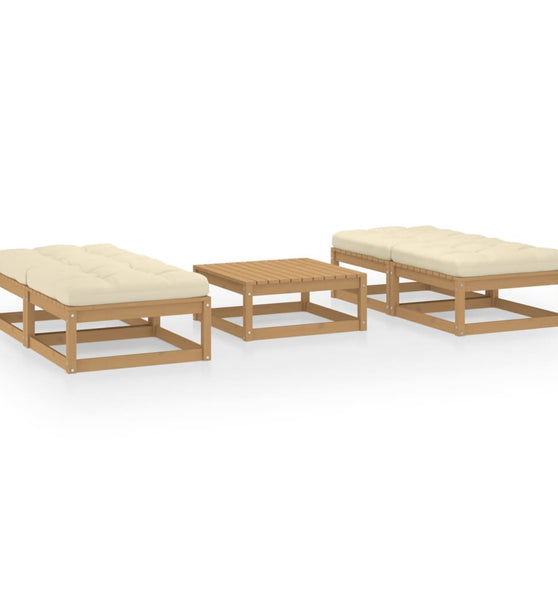 5-tlg. Garten-Lounge-Set mit Kissen Kiefer Massivholz