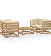 5-tlg. Garten-Lounge-Set mit Kissen Kiefer Massivholz