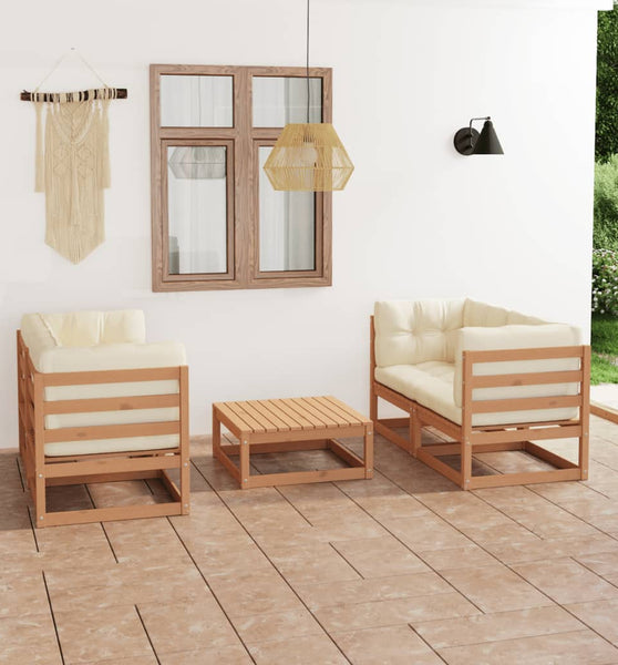 5-tlg. Garten-Lounge-Set mit Kissen Kiefer Massivholz