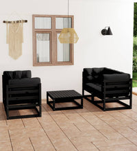 5-tlg. Garten-Lounge-Set mit Kissen Massivholz Kiefer