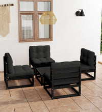 5-tlg. Garten-Lounge-Set mit Kissen Massivholz Kiefer