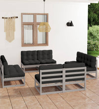 8-tlg. Garten-Lounge-Set mit Kissen Kiefer Massivholz