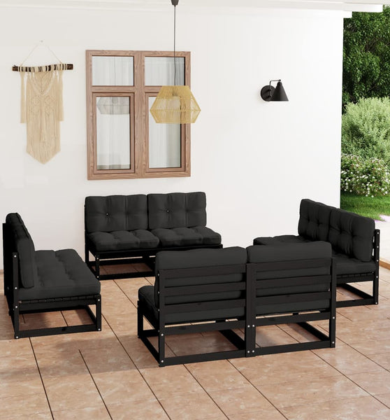 8-tlg. Garten-Lounge-Set mit Kissen Kiefer Massivholz