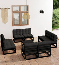 9-tlg. Garten-Lounge-Set mit Kissen Massivholz Kiefer