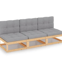 3-Sitzer-Sofa mit Kissen Kiefer Massivholz