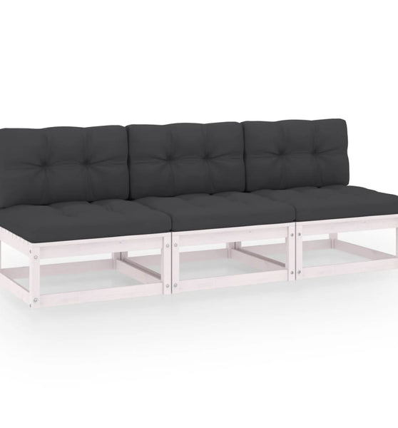 3-Sitzer-Sofa mit Kissen Kiefer Massivholz