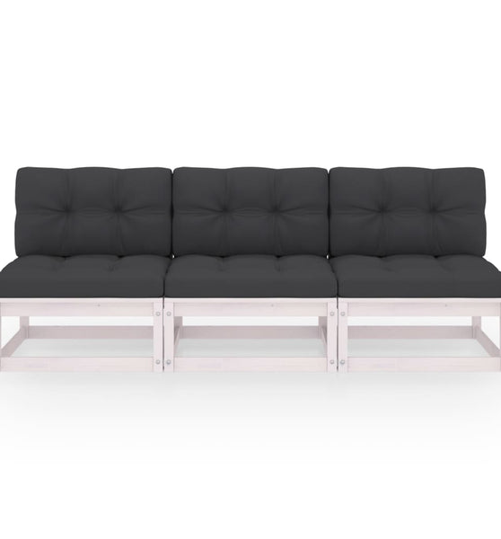 3-Sitzer-Sofa mit Kissen Kiefer Massivholz