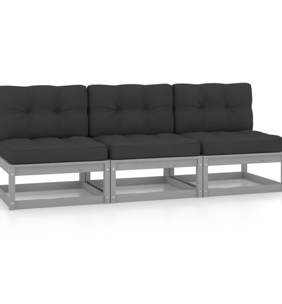 3-Sitzer-Sofa mit Kissen Kiefer Massivholz