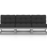 3-Sitzer-Sofa mit Kissen Kiefer Massivholz