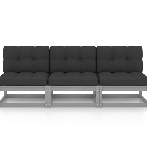3-Sitzer-Sofa mit Kissen Kiefer Massivholz