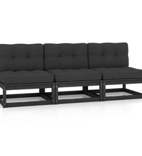 3-Sitzer-Sofa mit Kissen Kiefer Massivholz