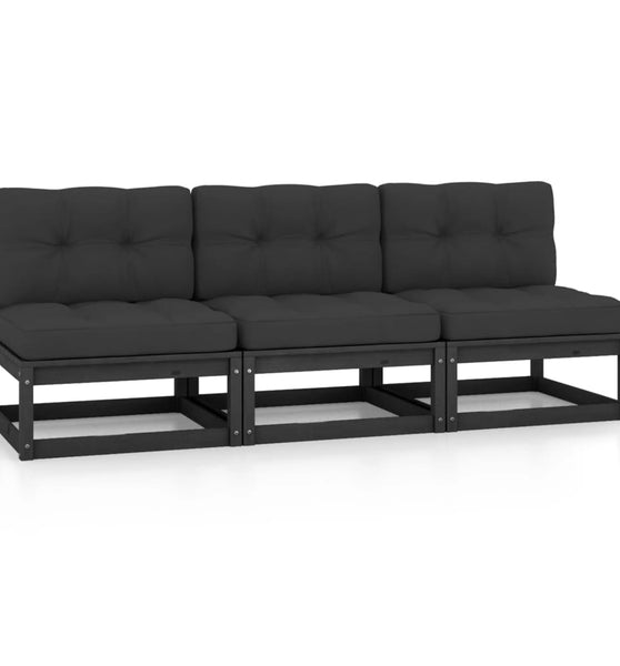 3-Sitzer-Sofa mit Kissen Kiefer Massivholz