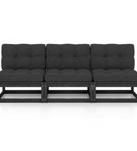 3-Sitzer-Sofa mit Kissen Kiefer Massivholz