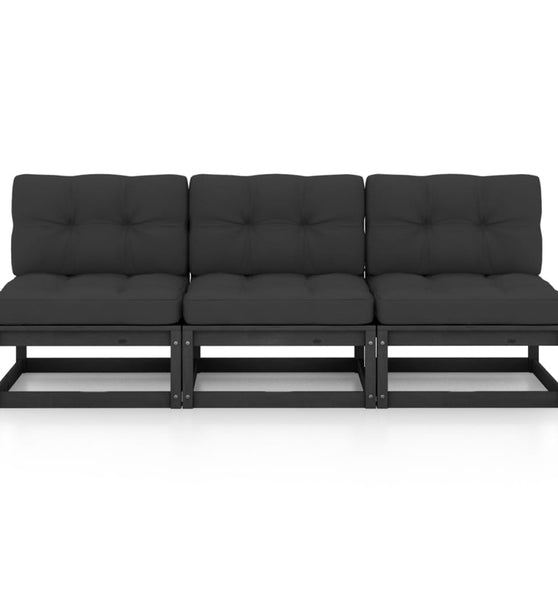 3-Sitzer-Sofa mit Kissen Kiefer Massivholz