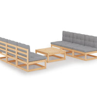 7-tlg. Garten-Lounge-Set mit Kissen Kiefer Massivholz