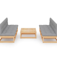 7-tlg. Garten-Lounge-Set mit Kissen Kiefer Massivholz